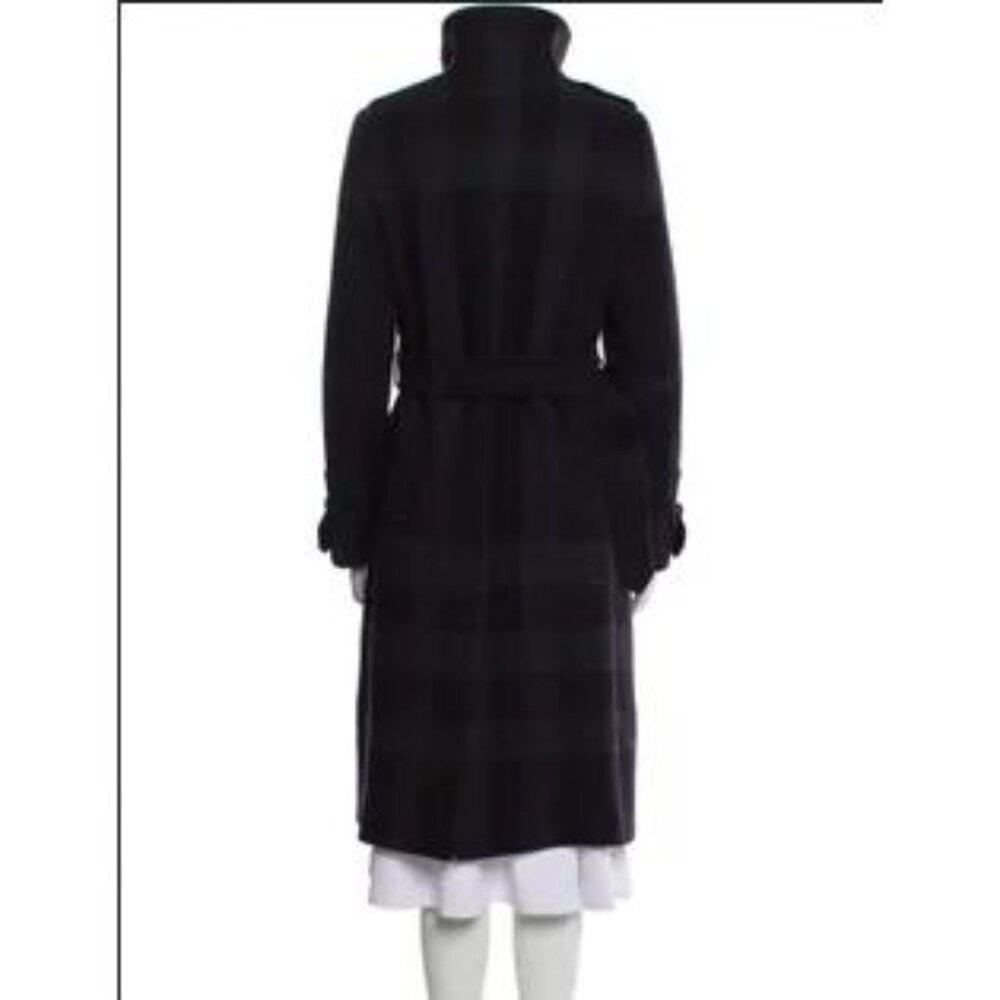 Burberry London Wool Plaid Coat 4 Navy Minimalist Quiet Luxury Feminine Chic - Picture 7 of 10